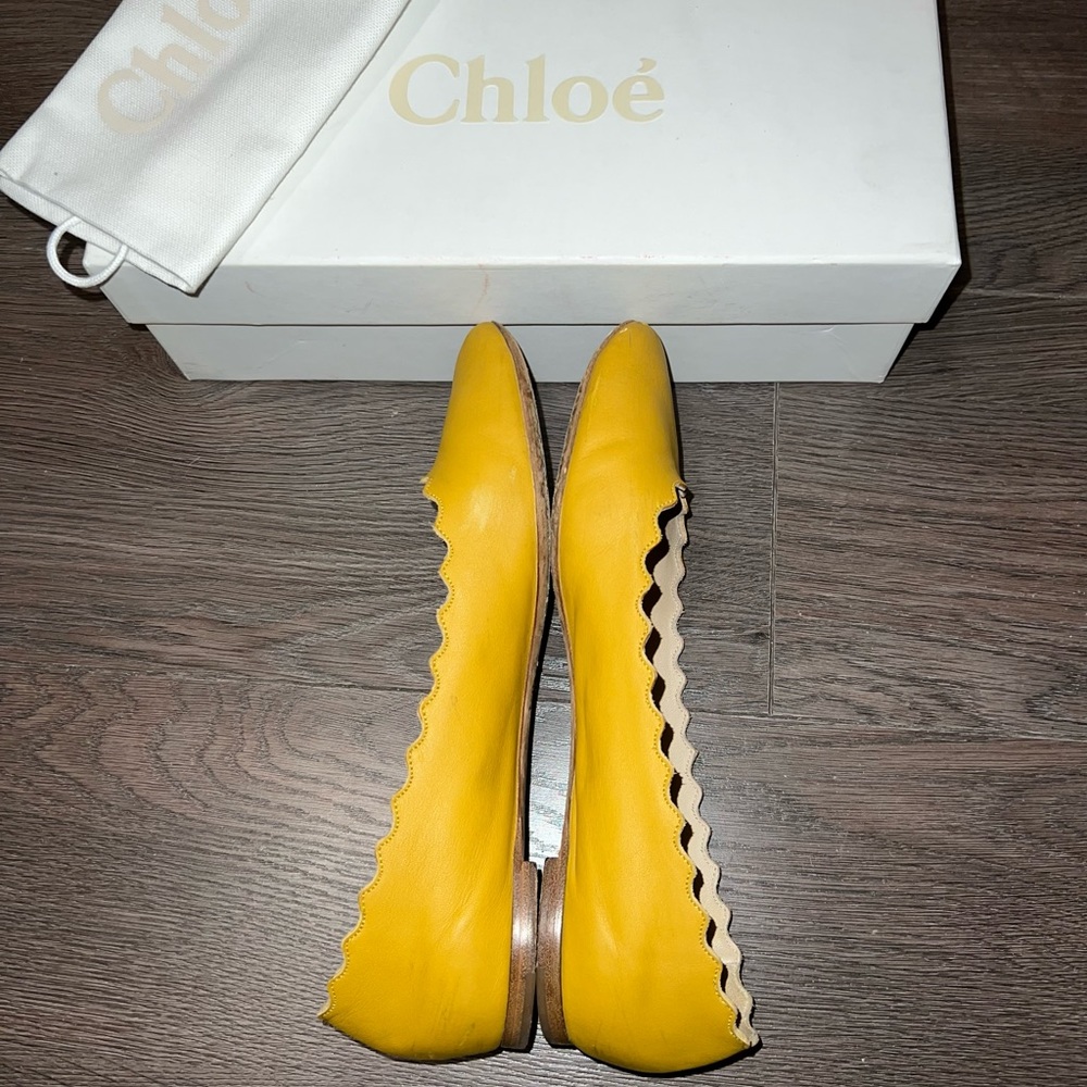 Chloe Scallop Lauren Ballerina Edge Nappa Leather Flats size 38.5 - Picture 2 of 8